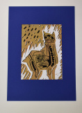 Nádasdy Tamás: Láma, linómetszet – 2000 Paletta